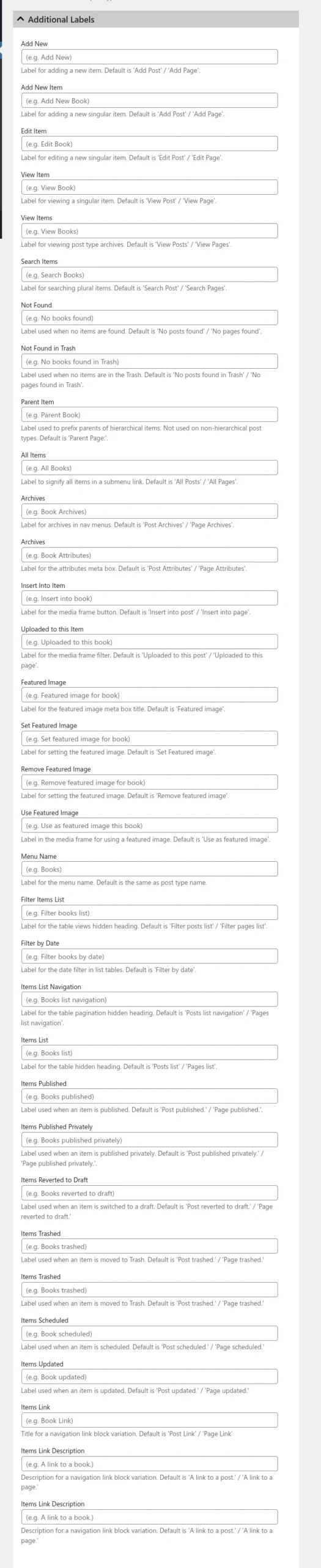 Add Custom Post Type Labels
