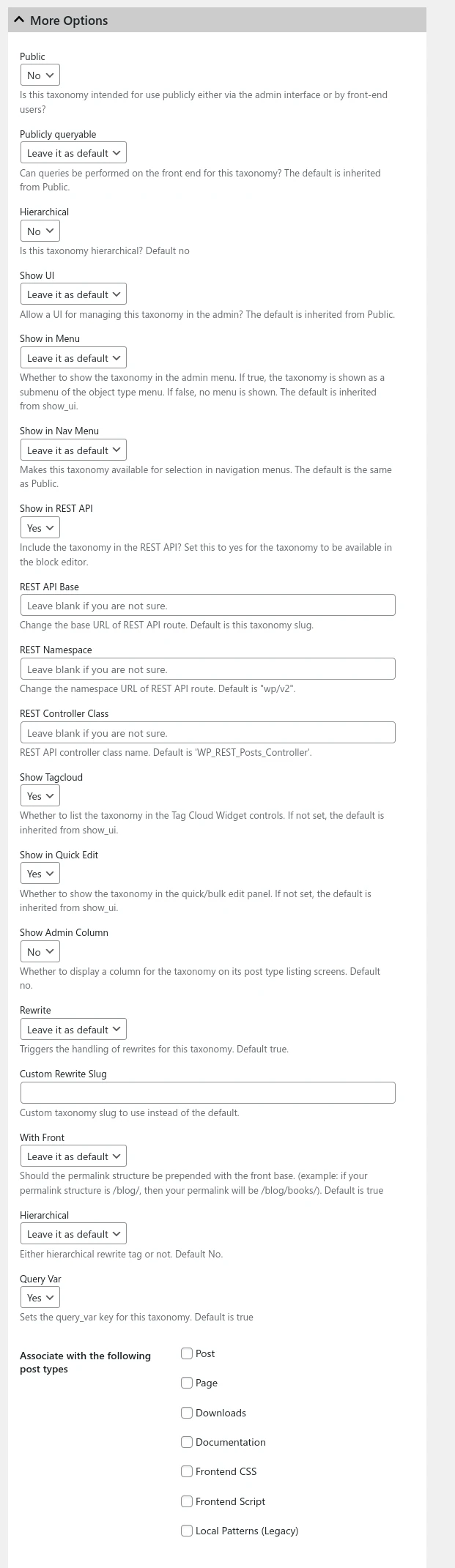 Add Custom Taxonomy Options