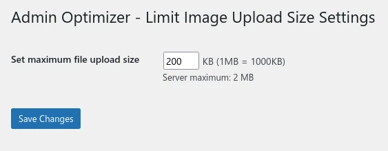 Configure Limit Image File Size