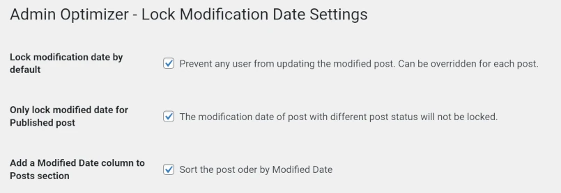 Configure Lock Modified Date