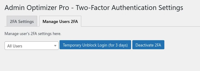 Configure Manage Users 2fa Pro