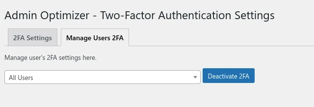 Configure Manage Users 2fa