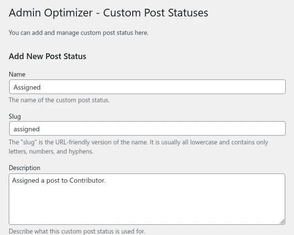 Create New Custom Post Status