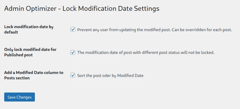Lock Modified Date Settings