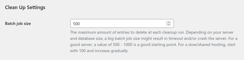 Database Cleanup Batch Job Size