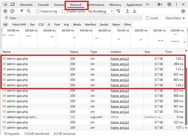 Check that Heartbeat API is running in developer tools.