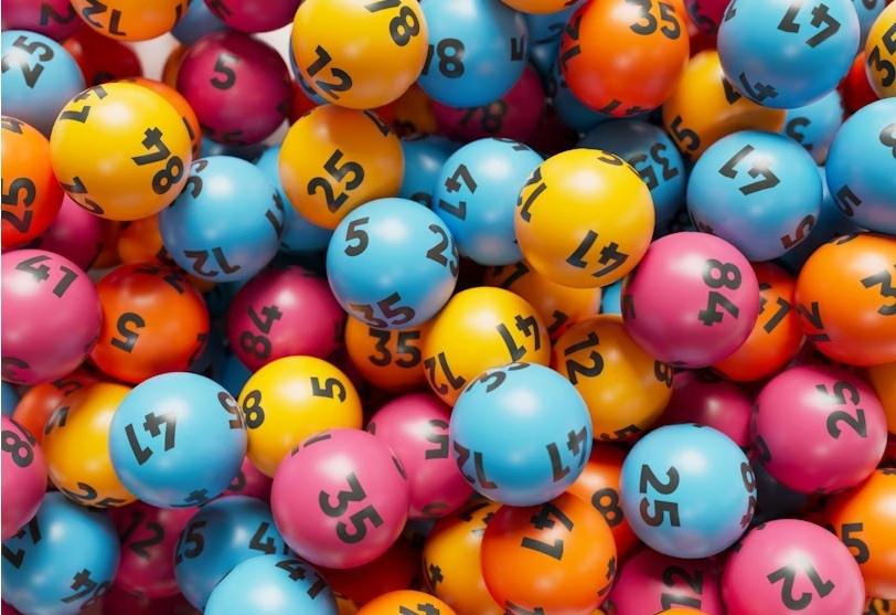 Colorful lotto balls with numbers on them.