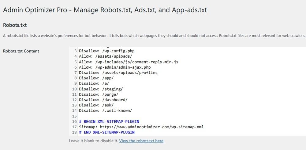 Manage robots.txt with Admin Optimizer module.