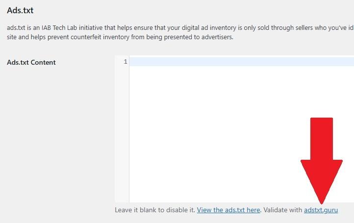 Validating ads.txt in Admin Optimizer.