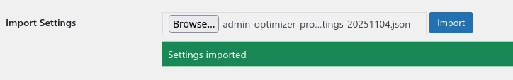 Import Settings Successful