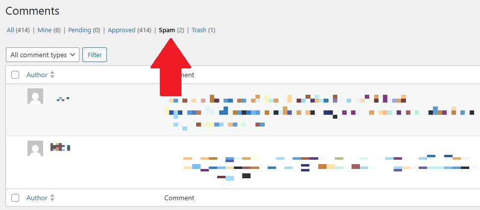 Deleting spam comments.
