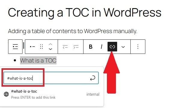 Adding the link to the table of contents.