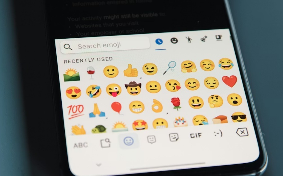 Emojis on phone keyboard.