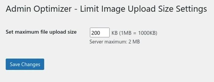 Setting image file size limit in Admin Optimizer.
