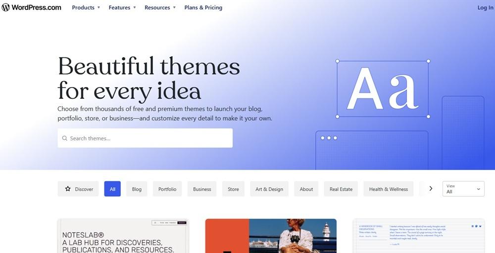 WordPress.com theme store.