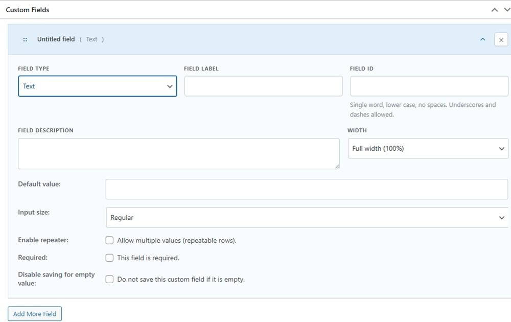 Editing an untitled field when creating custom fields in WordPress.