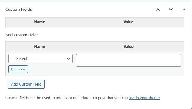 Adding custom fields on a post in WordPress.