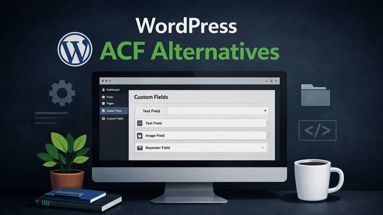ACF alternatives for WordPress with a computer screen.