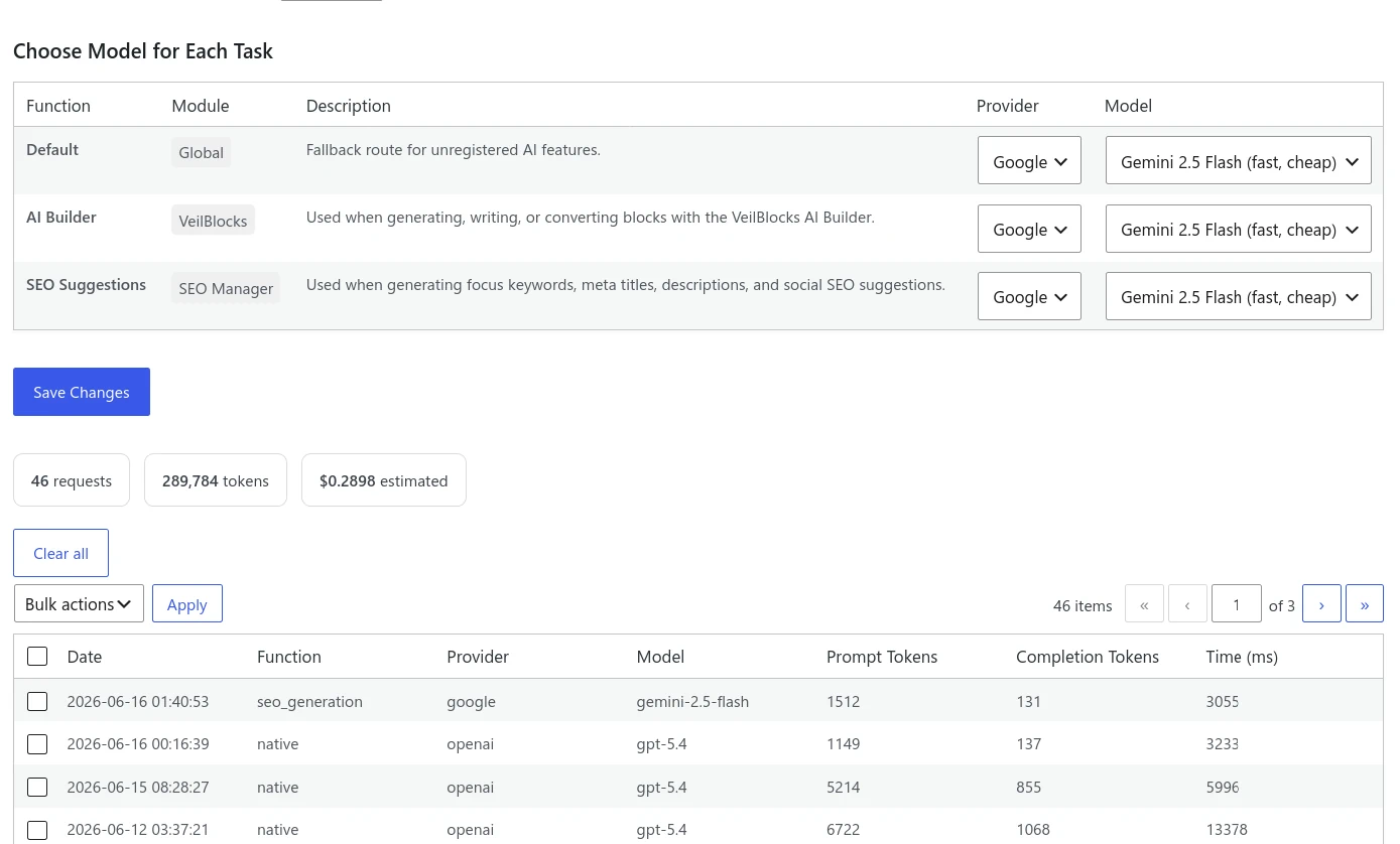 Ai Connectors Settings