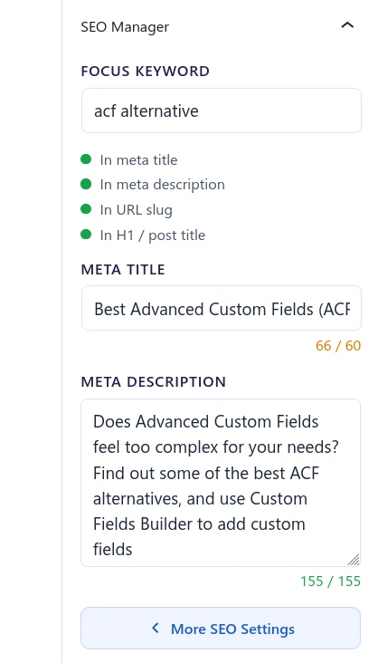 Seo Manager Side Panel