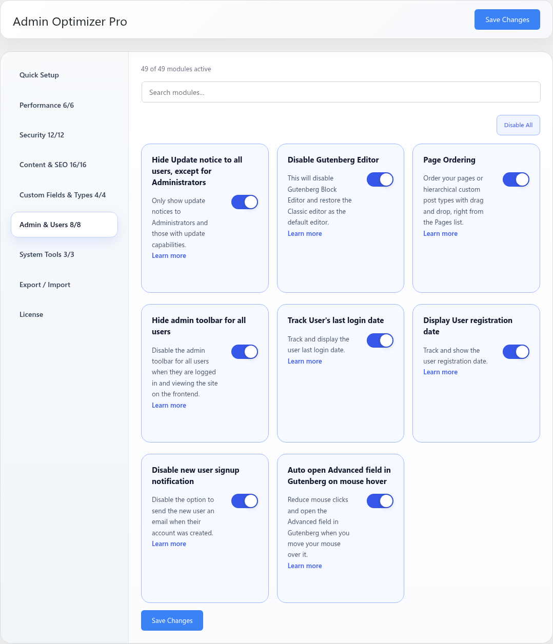 Disable Gutenberg Editor settings toggle