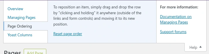Reset page order
